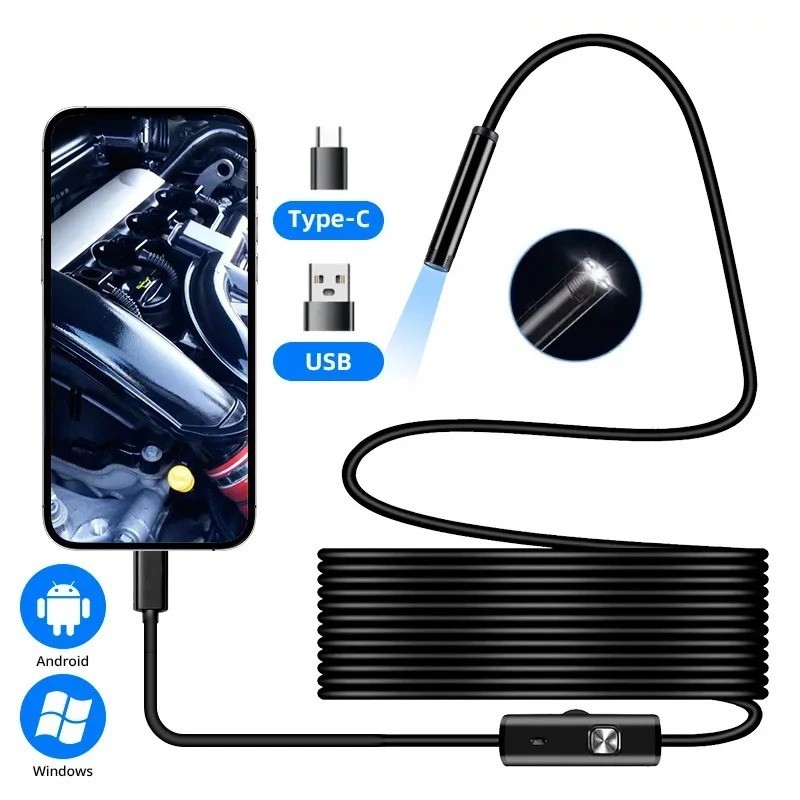 Type-C Endoscope Camera 5.5/7.0MM IP67 Waterproof USB with 6 LED Lights Adjustab