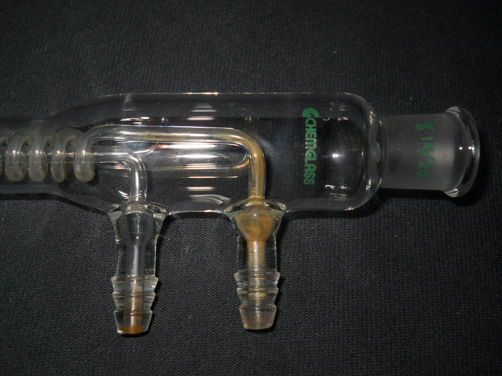 CHEMGLASS Style “A” 14/20 Joint Glass Coil Style Reflux Condenser, 205mm OAL