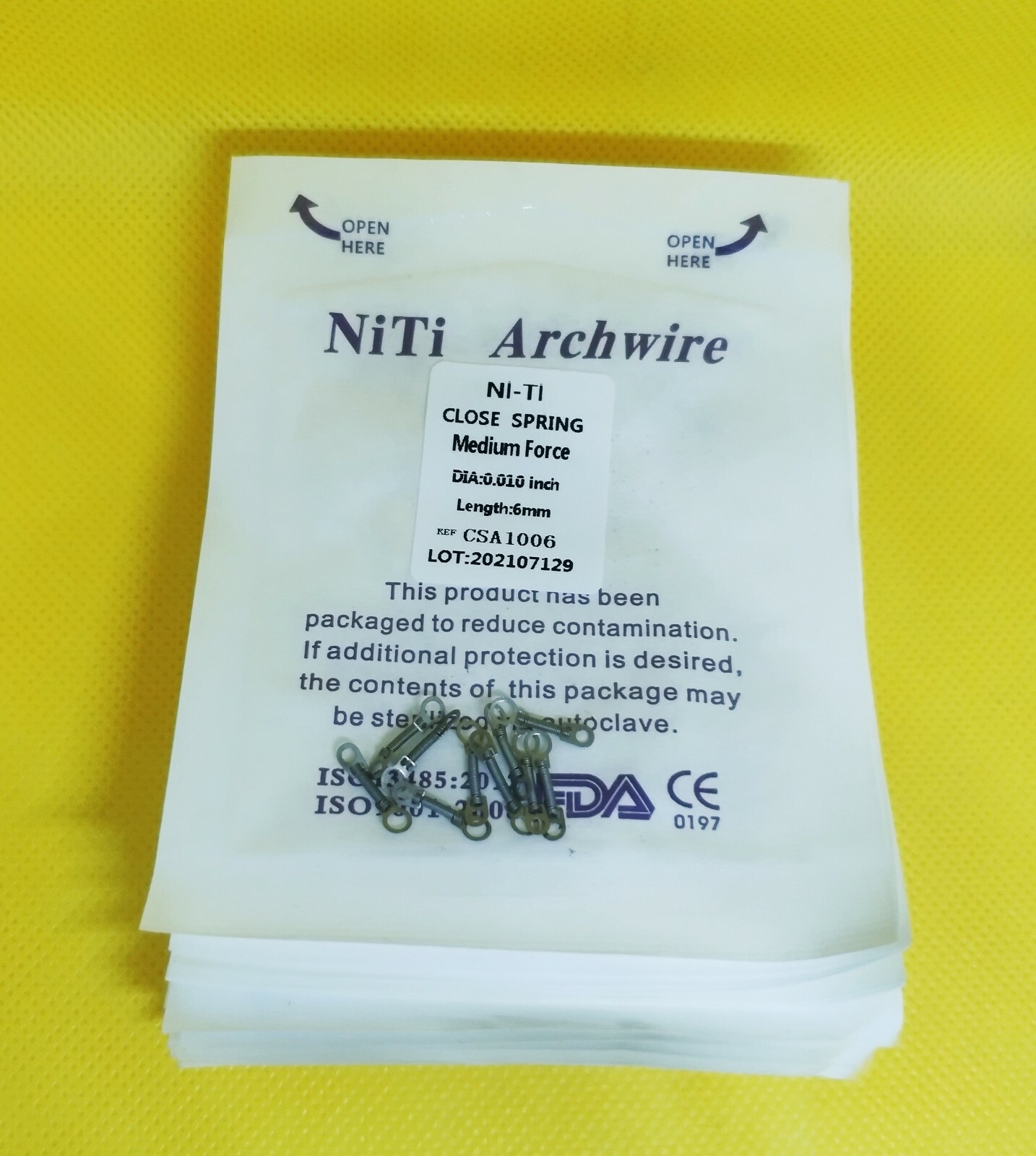 100Packs Dental Closed Coil Spring Orthodontic Niti Alloy 010*6mm Medium Force