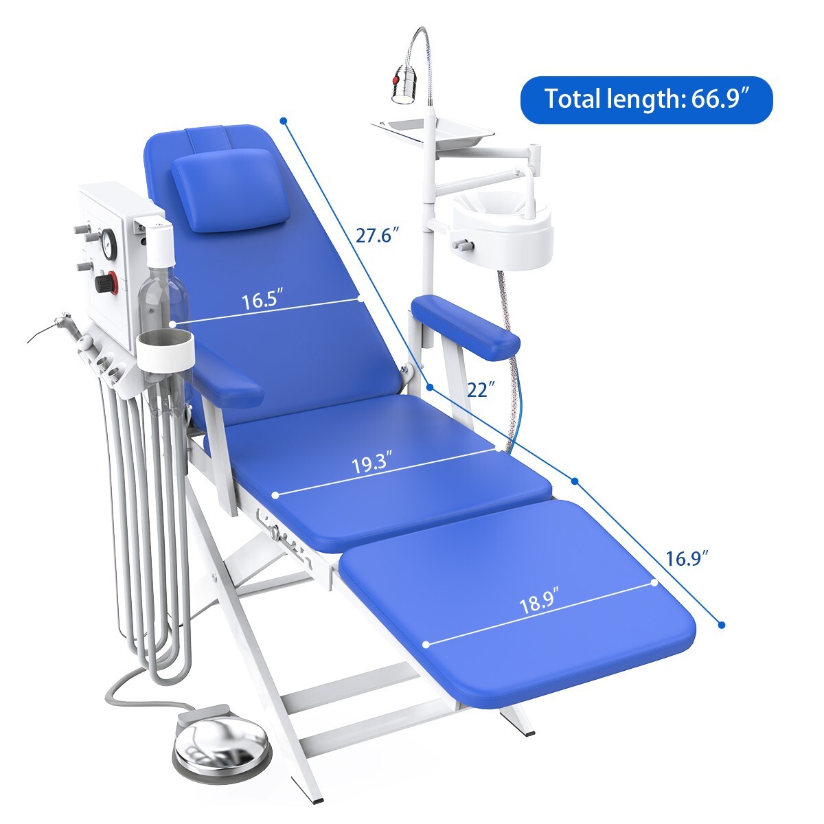 Dental Portable Mobile Chair Air Turbine 4 Hole Rechargeable LED Light/Handpiece