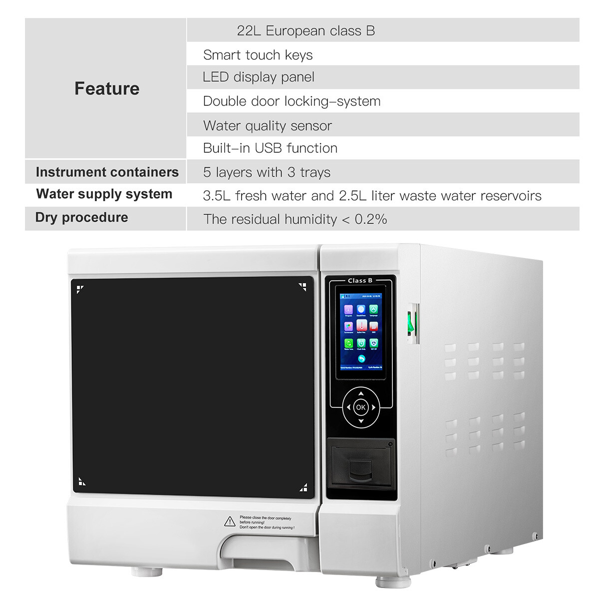 22L Dental Medical Autoclave Vacuum Steam Sterilizer &Printer /Handpiece Kit 4H