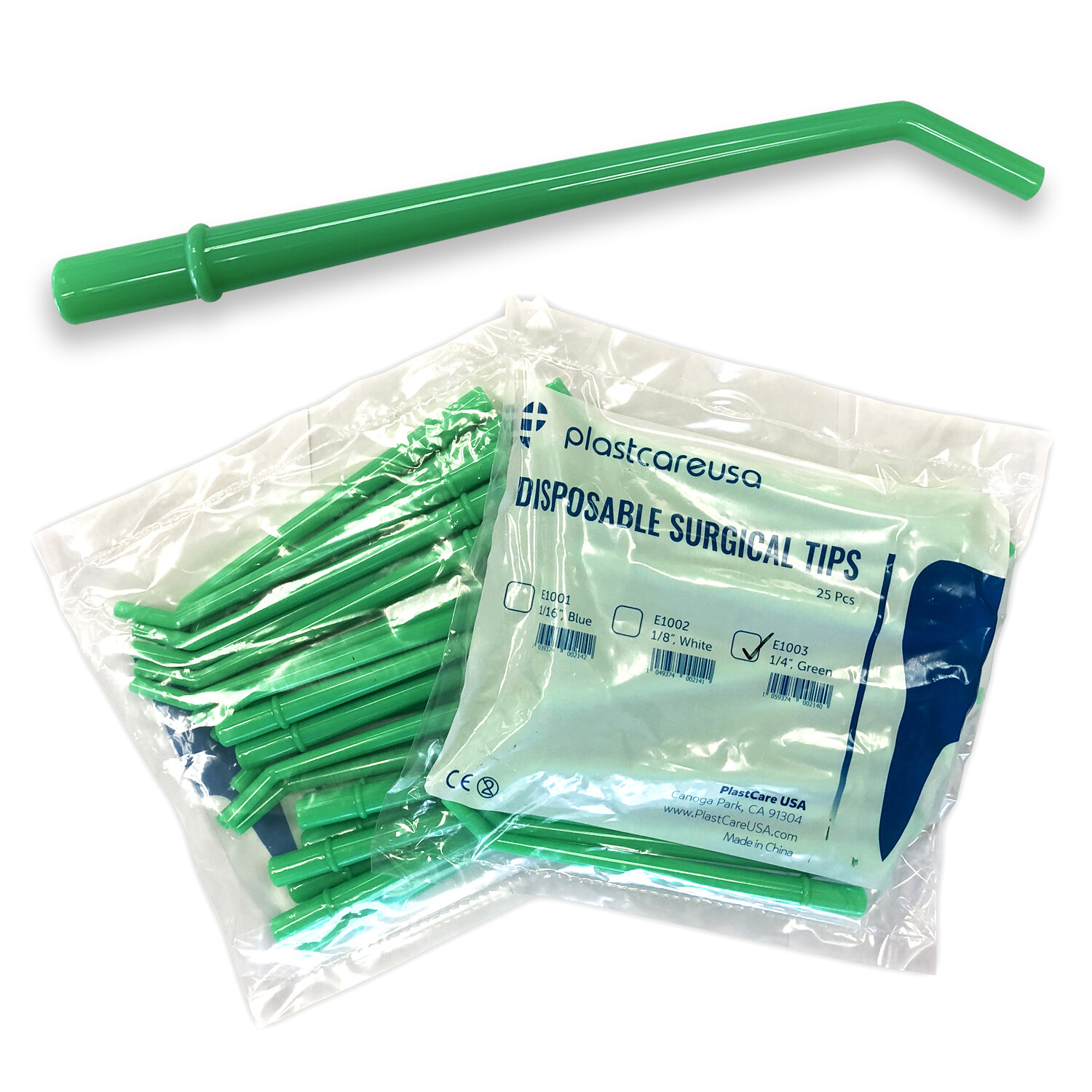 100 Dental Surgical Aspirator Tips Suction Evacuation Green 1/4″ (4 Bags of 25)