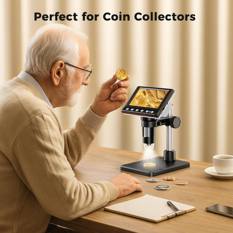 Portable 1000X USB Digital Microscope 4.3″ LCD Coin Jewelry Inspection Camera