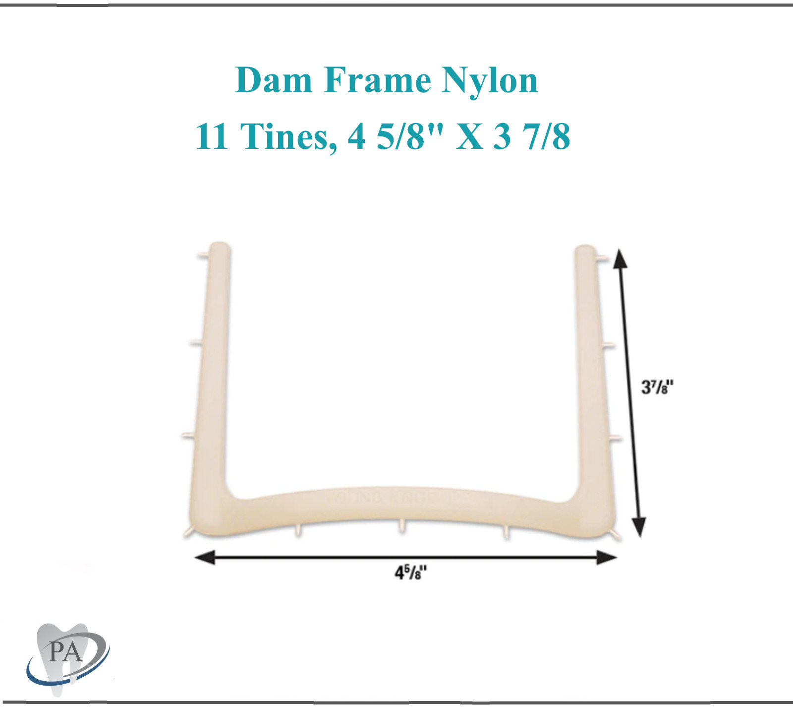 Dental Nylon, Radiolucent, Rubber Dam Frame, 11 Tines, 4 5/8″ X 3 7/8″, White