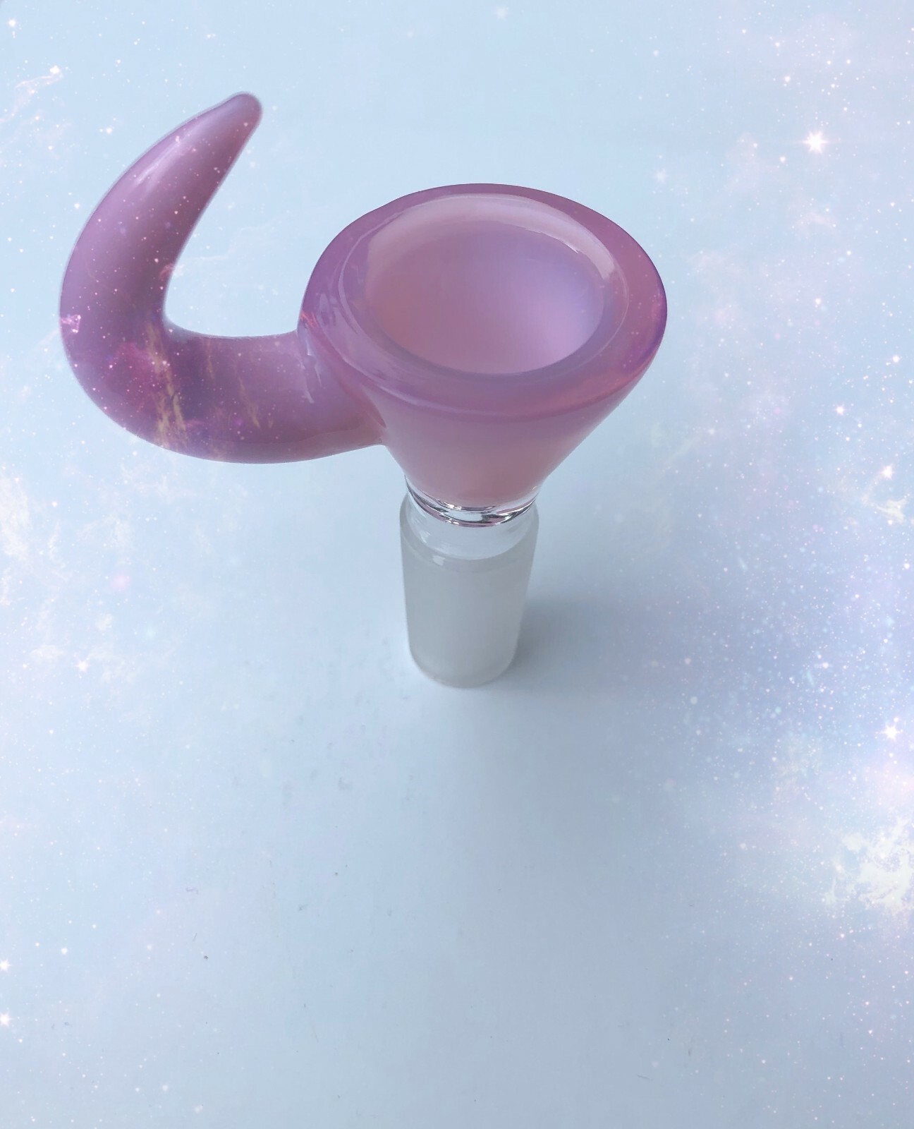 14mm Glass Bowl Horn PINK Handle Martini Bowl One hole push Male Viking bowl