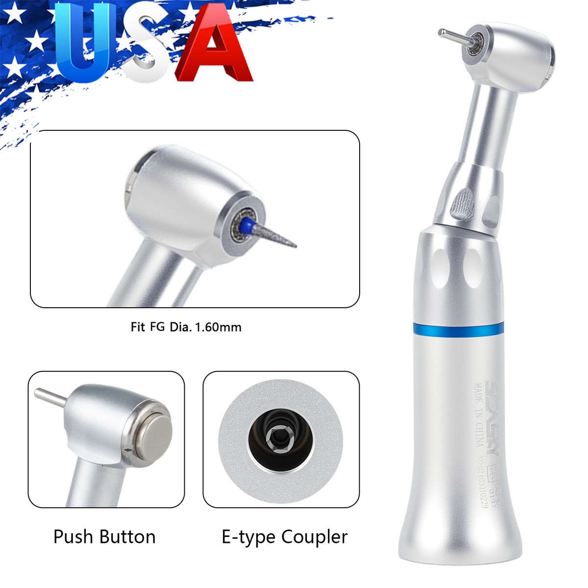 FG1.60mm Dental Slow Speed Contra Angle Handpiece Push button Friction Grip Tips