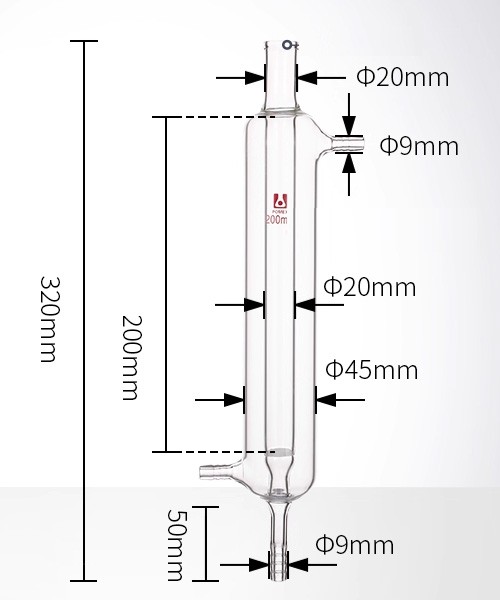 200mm Glass Tube for Peptide Solid-Phase, G3 Core, ID 20–50mm, Double Layer