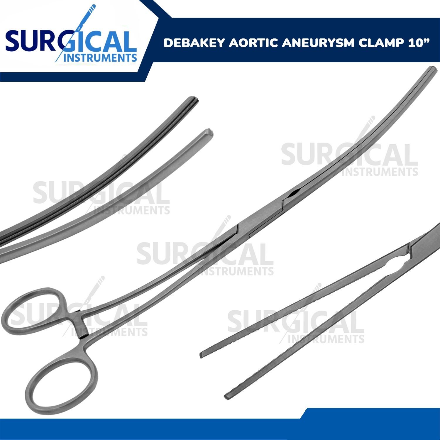 DeBakey Atraumatic Aortic Aneurysm Clamp 10″ Vascular Instrument German Grade