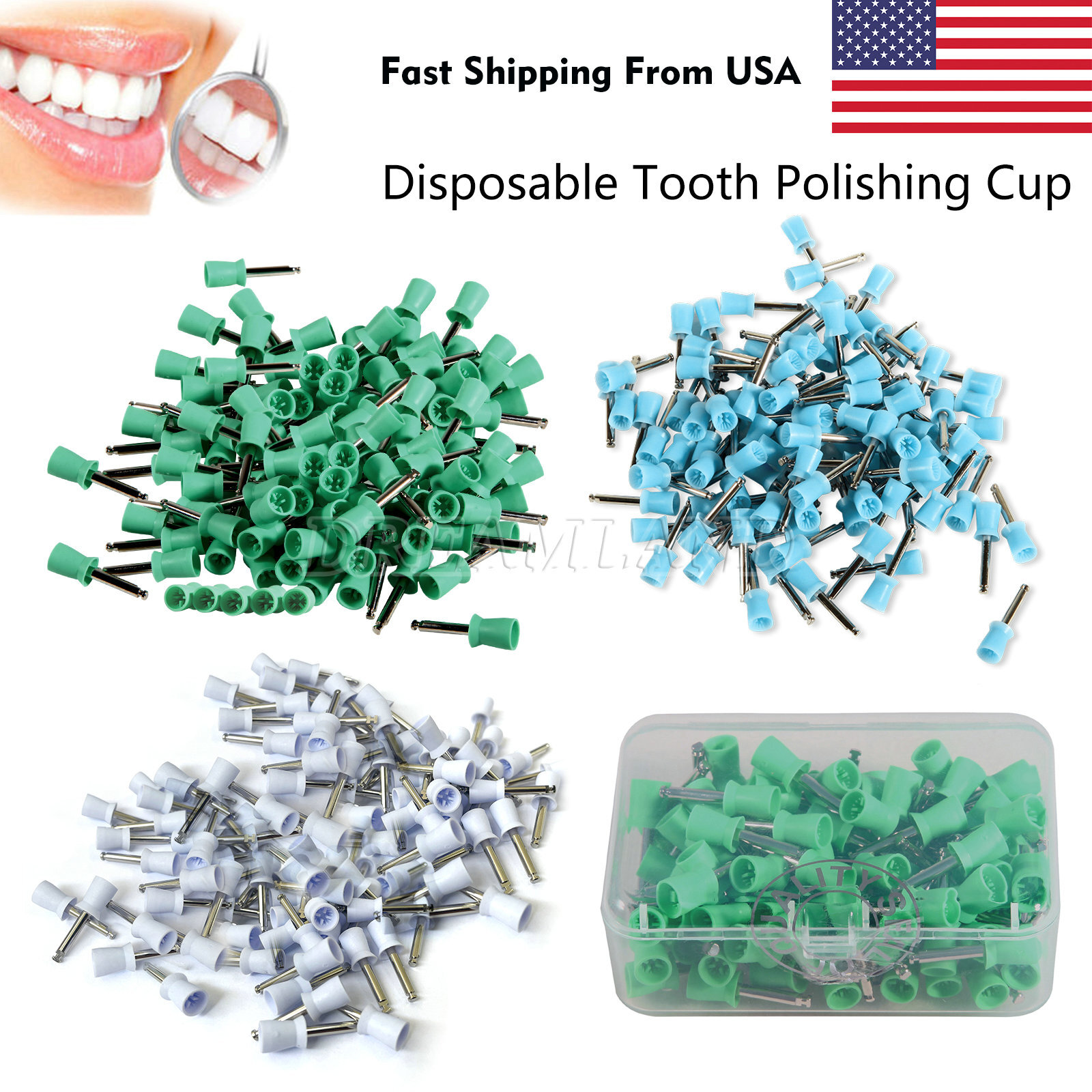 100PCS/ 1 Box Dental Latch Prophy Polishing Cup Cups Fit Contra Angle Handpiece