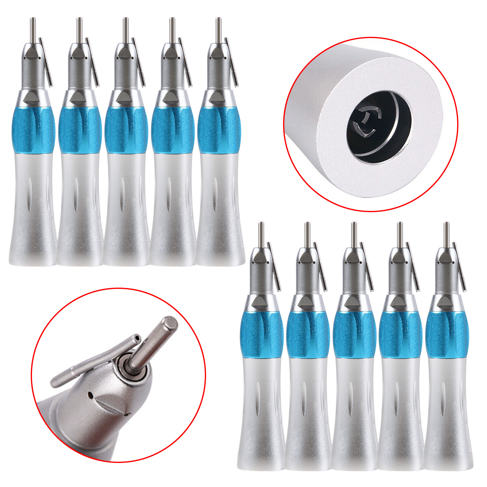 1-10PC Dental Surgical Straight Handpiece 1:1 NoseCone With External Nozzle Pipe