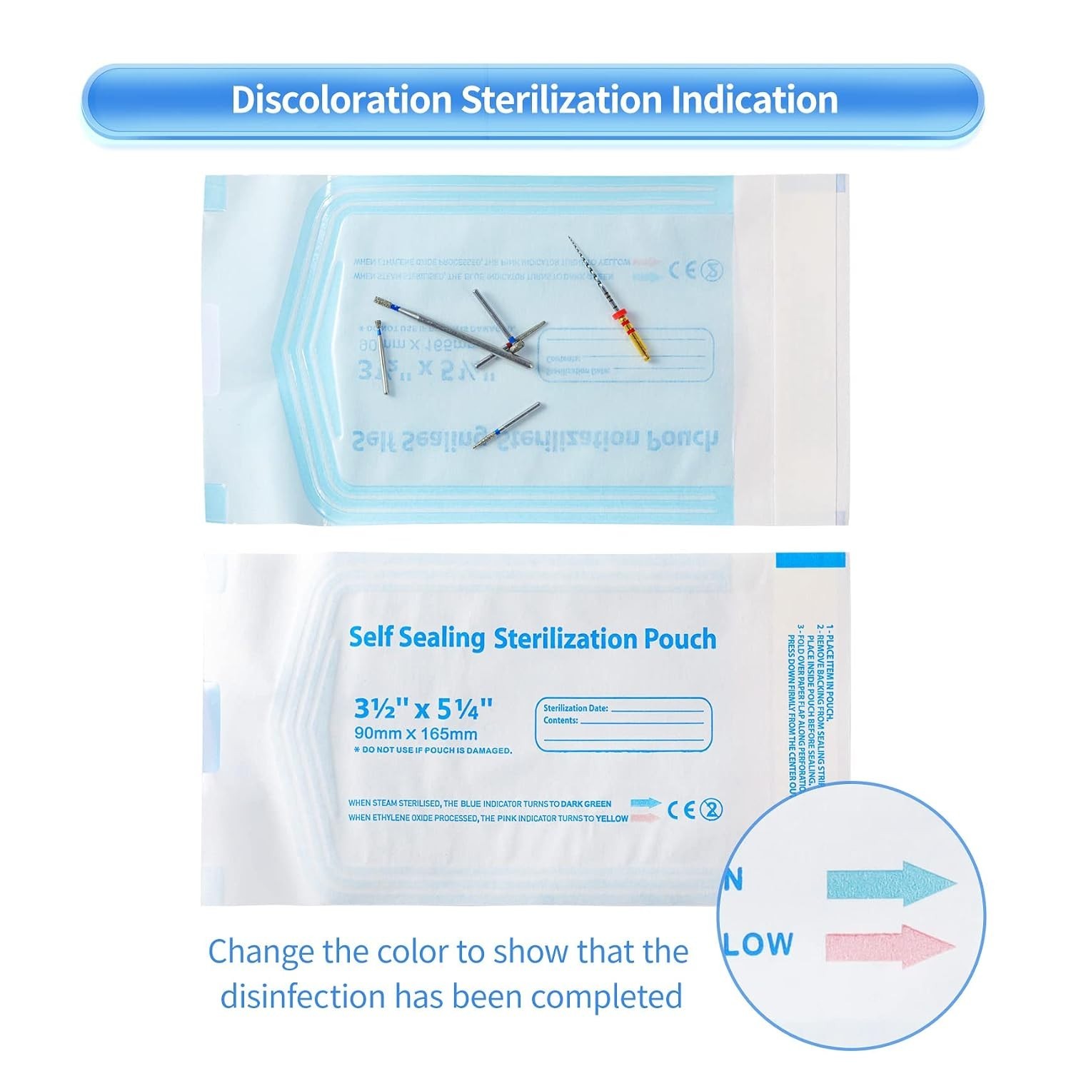 Versatile 3.5 X 6.5 Self-Sterilizing Pouches – 100 Pcs for Dental & Beauty Tools