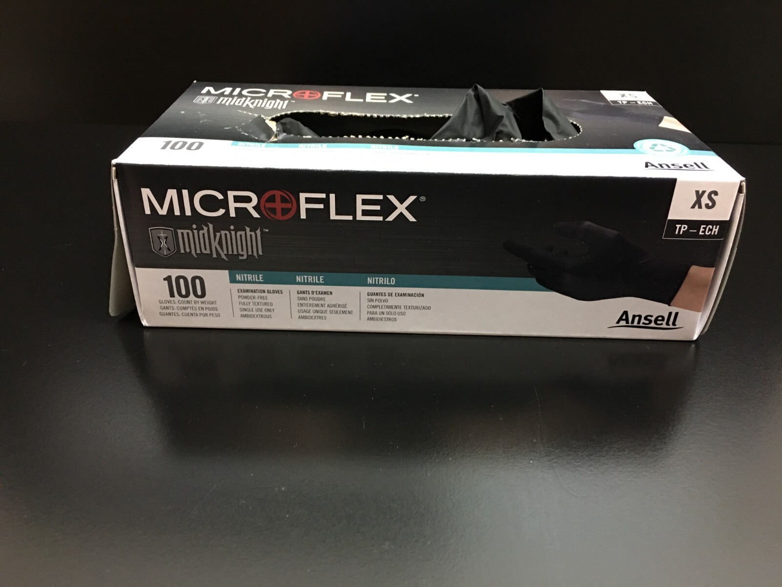 Microflex Cat No MK-296-XS MidKnight Black Nitrile Powder-Free Gloves-XS