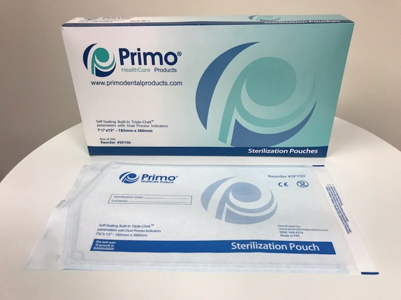 Primo Triple Chek Sterilization Pouch 7.25 x 13 (200) Bags Dental Tattoo Nail