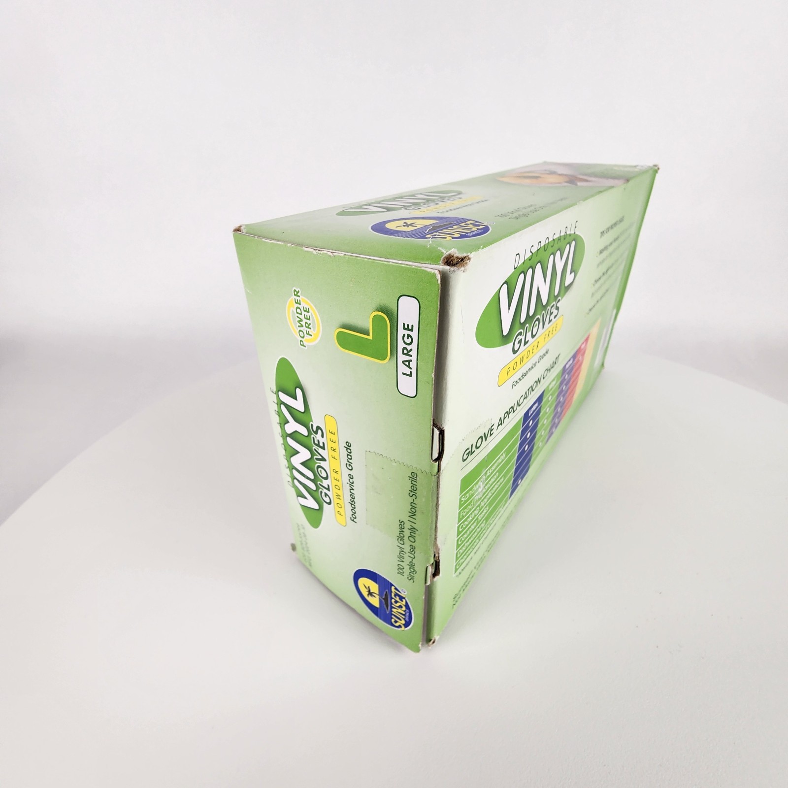 Sunset Vinyl Gloves Large Powder-Free Foodservice Disposable (100-Count Box)