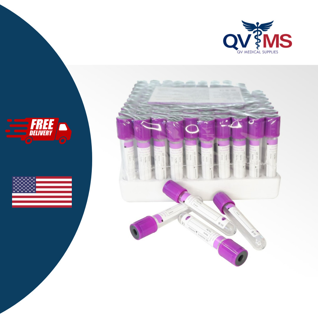 Vacuum Blood Collection Tube K2 EDTA Additive 13x75mm 4mL Purple/Lavender 200pcs