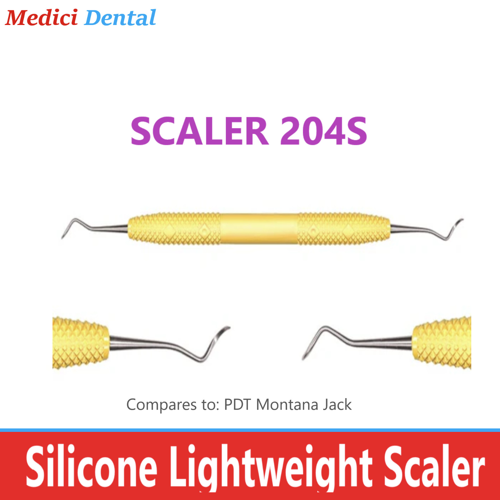Dental Scaler 204S Sterilizable, Ultra light, Resin Handle, 3/8″ W X 6-1/2″ L US