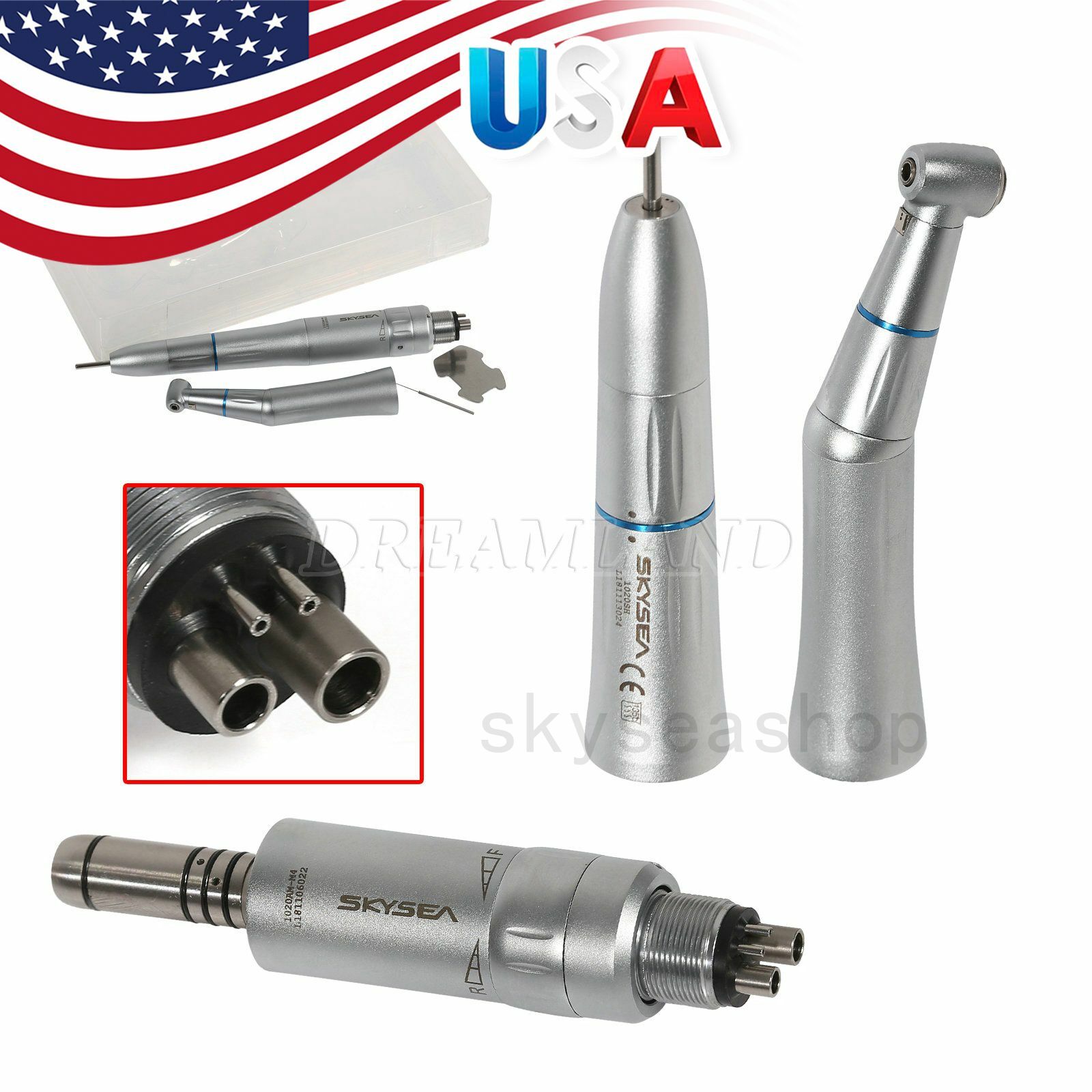 SKYSEA Dental Inner Water Slow Low Speed Handpiece Push E-type 4Hole Motor DH