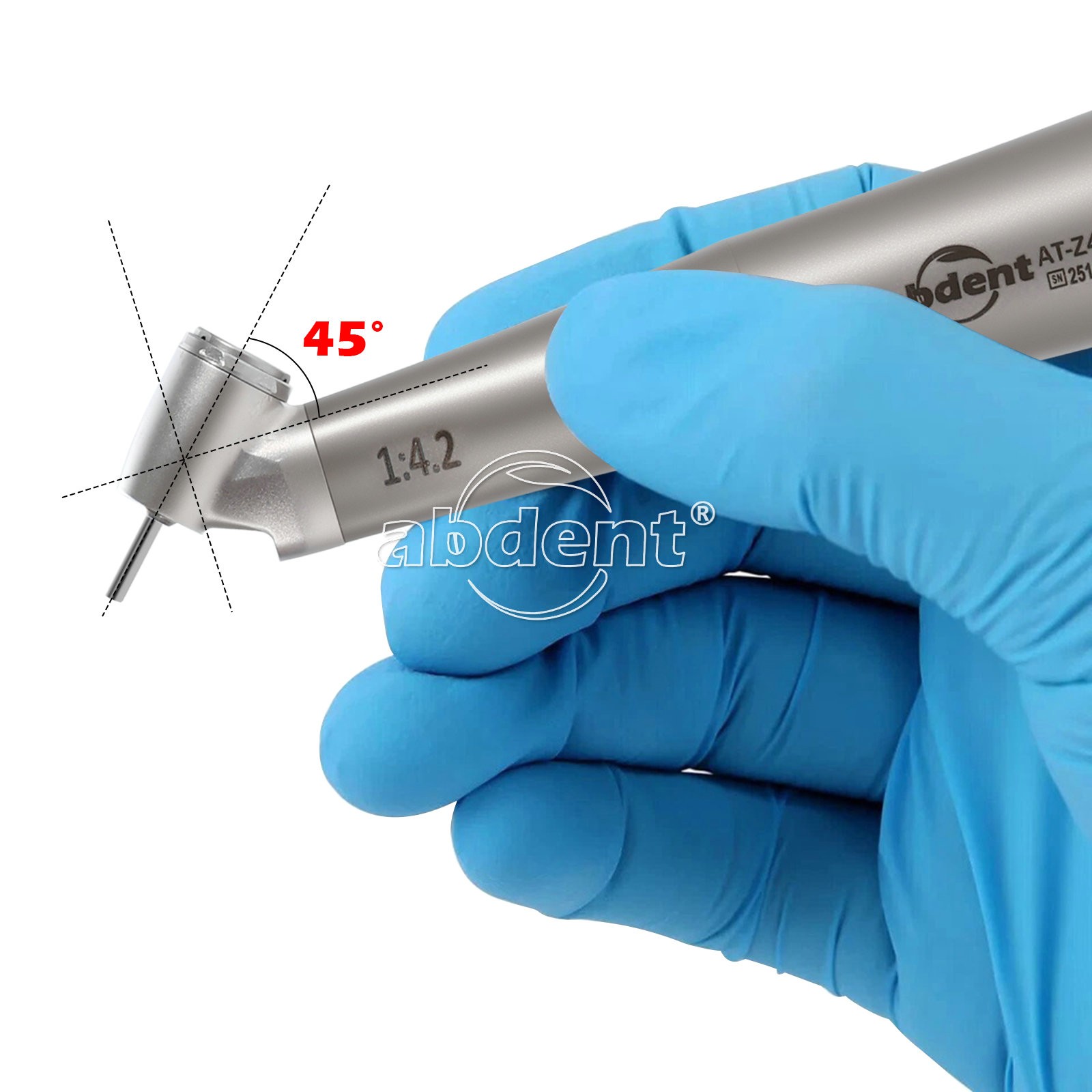 45° Electric Contra Angle LED Optic 1:4.2 Handpiece Quattro Spray abdent