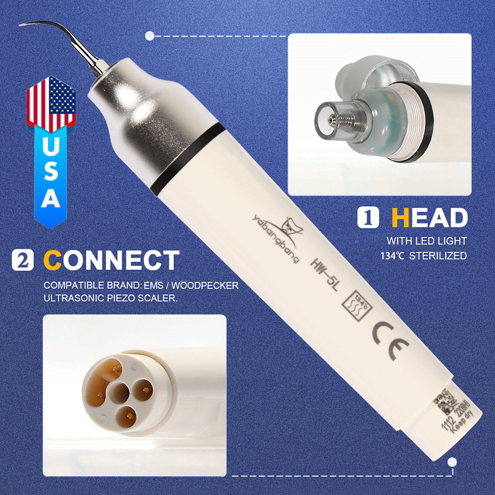 1-10 HW-5L SANDENT Ultrasonic Piezo Scaler Handpiece LED For Woodpecker EMS UPS
