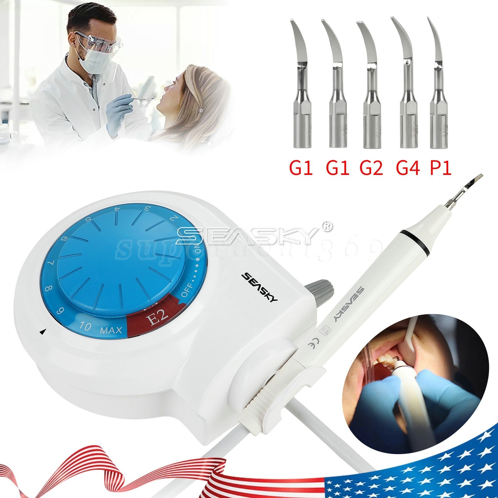 Dental Ultrasonic Piezo Scaler Teeth Cleaner fit with EMS Handpiece Tips E2 FDA