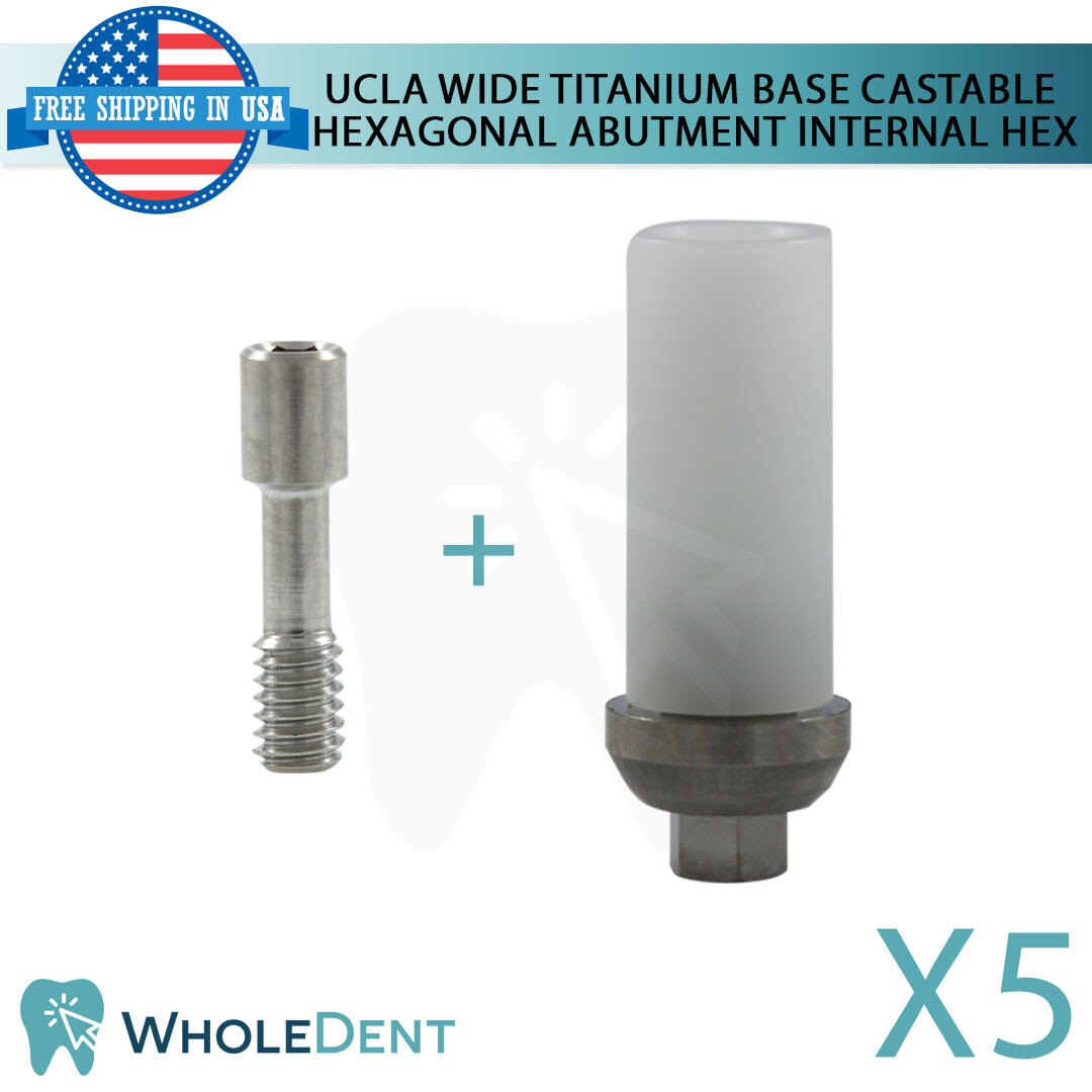 5x UCLA Plastic Castable Abutment Wide Titanium Base Dental Implant Int Hex
