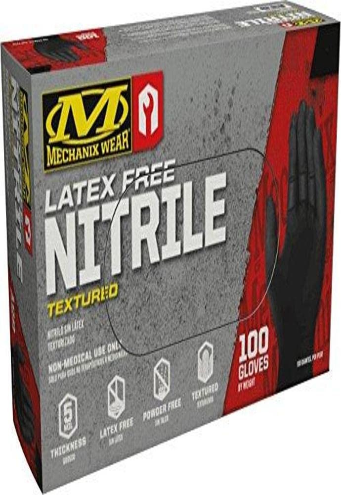 Mechanix Wear Nitrile Gloves Black Powder Free 5 Mil Textured Medium 100-Pack