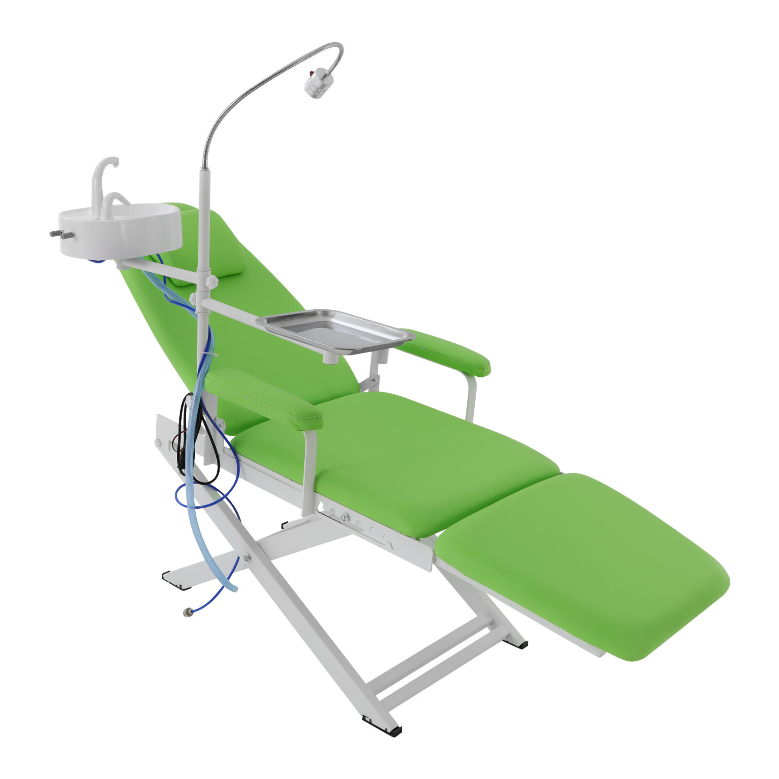 Portable Dental Chair Bed Folding Mobile Chair Tilt with LED Light & Basin &Tray