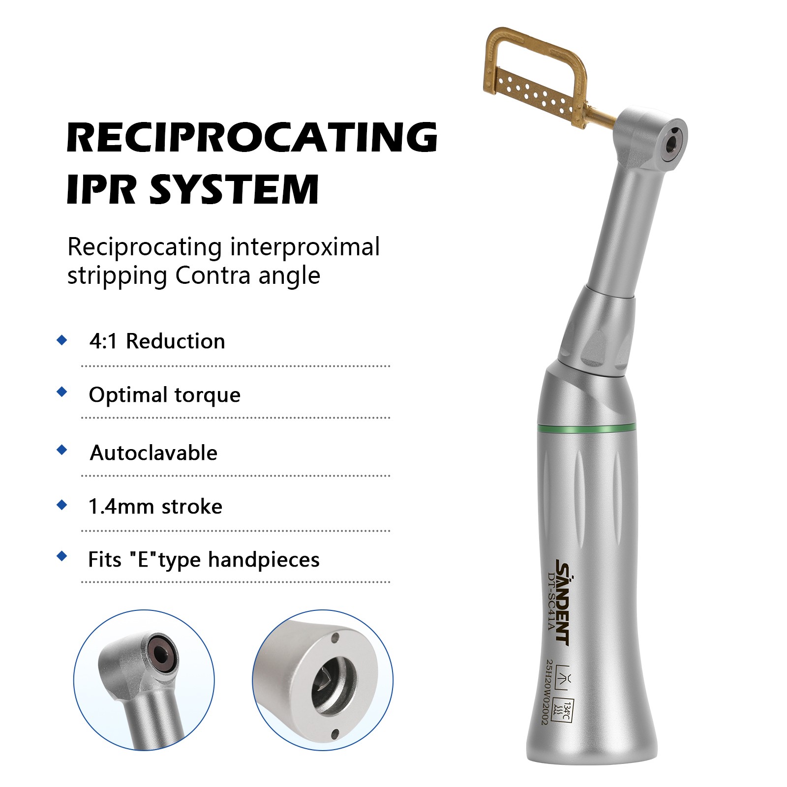 Dental 4:1 Reduction IPR Contra Angle Handpiece Interproximal Stripping Kit