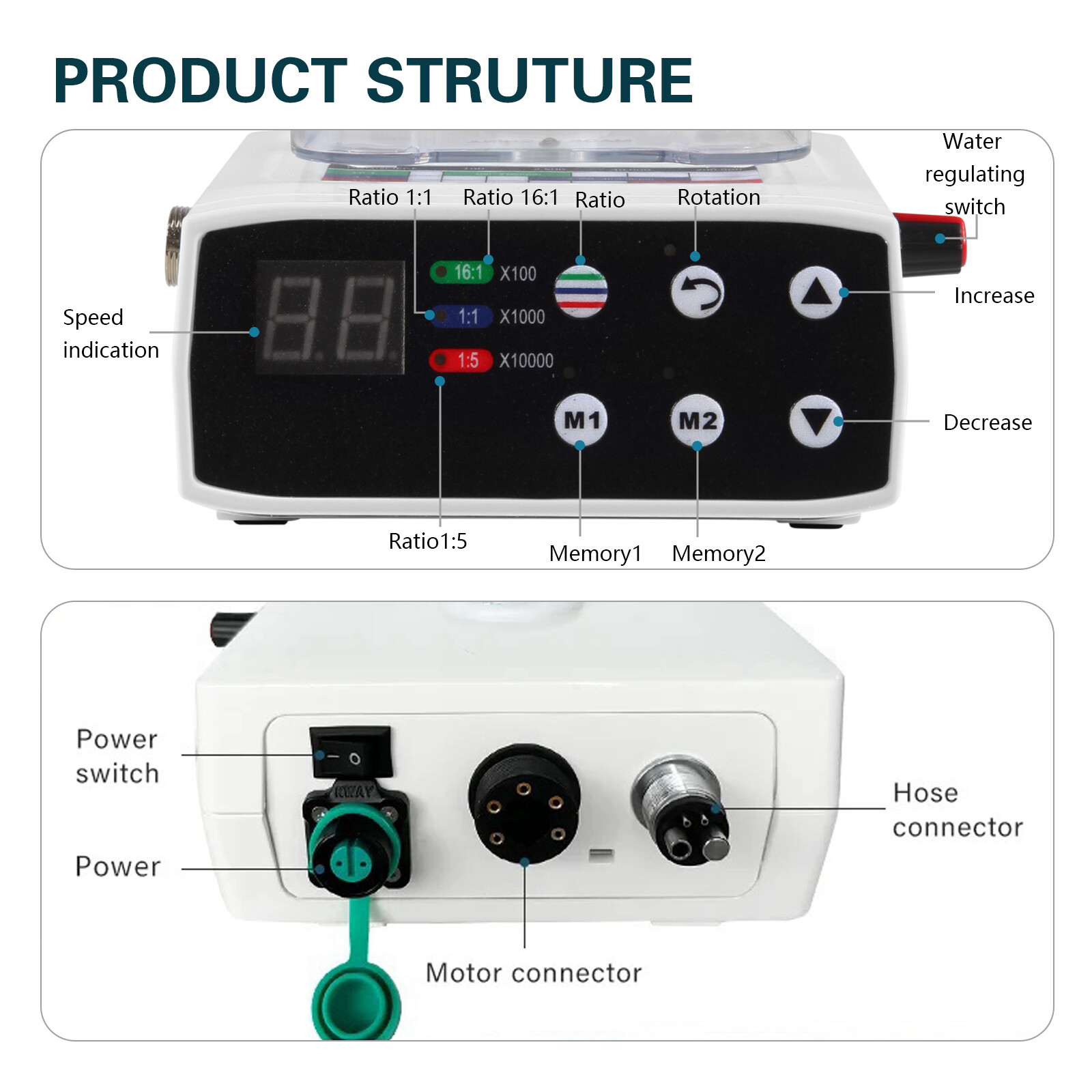 Dental Brushless Electric Micromotor Motor W/ Water Tank Vector Control System
