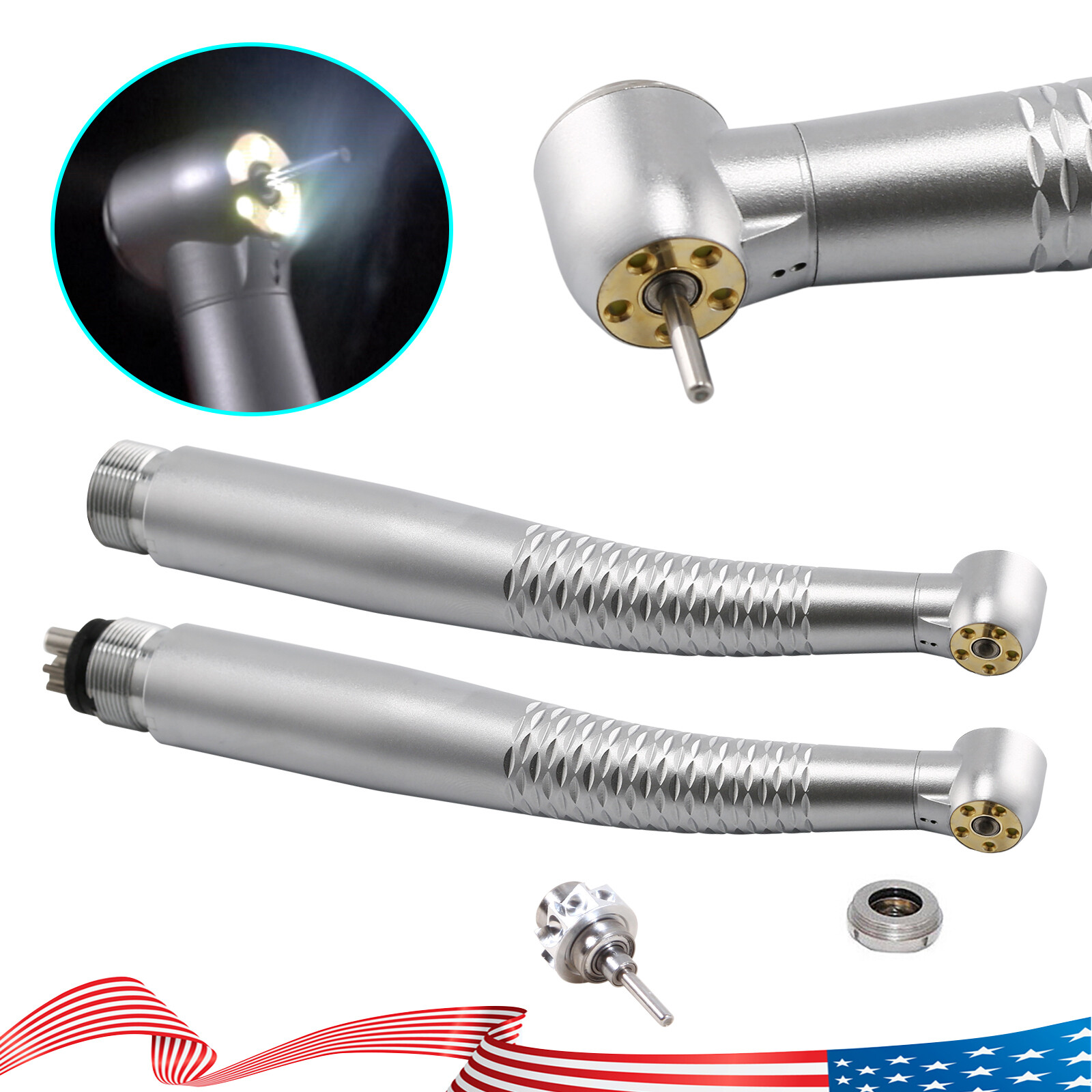 W/H Style Dental LED E-generator High Speed Handpiece 5*Bulb Fiber Optic / Rotor
