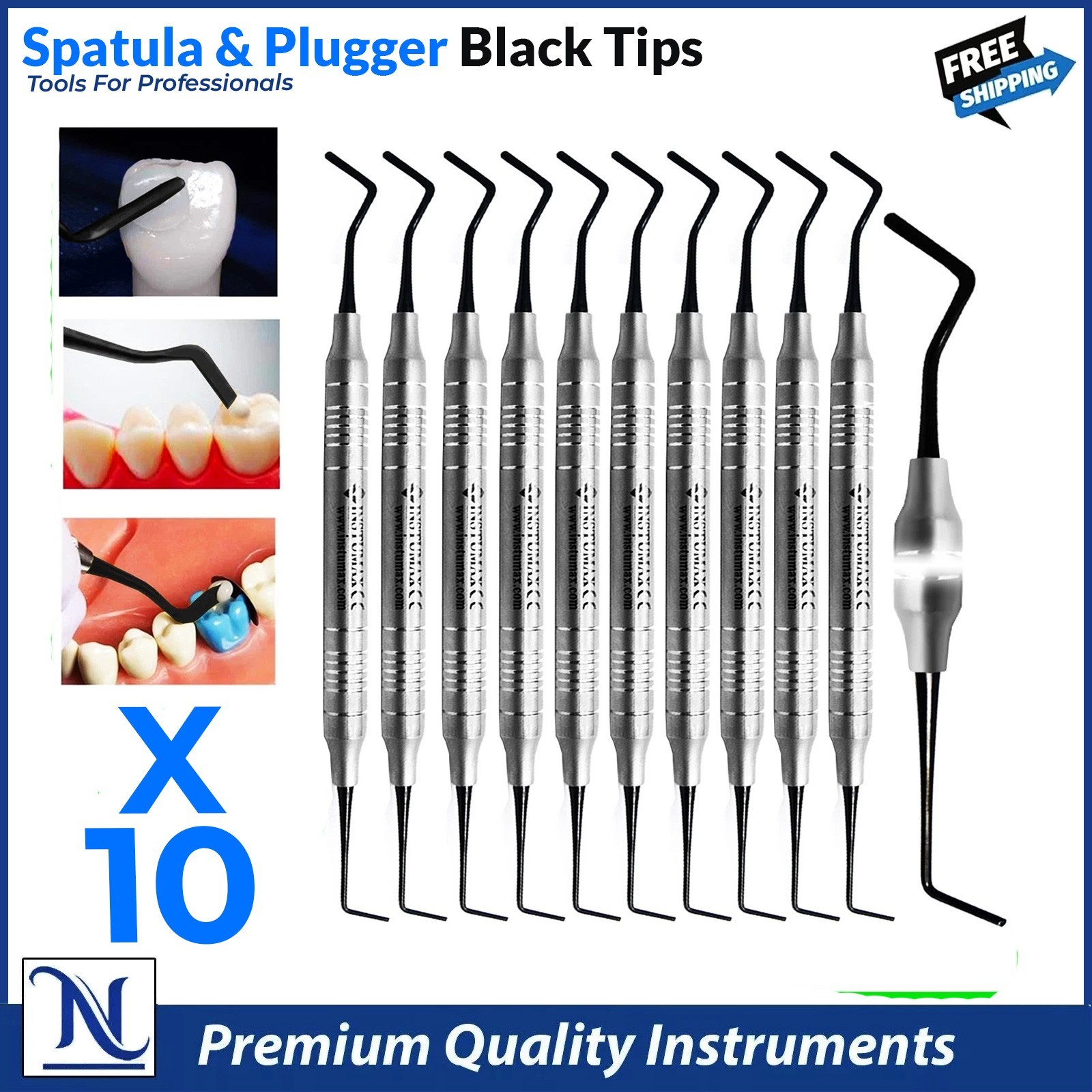 X10 Dental Composite Filling Instruments Spatula & Plugger Black Color Tips