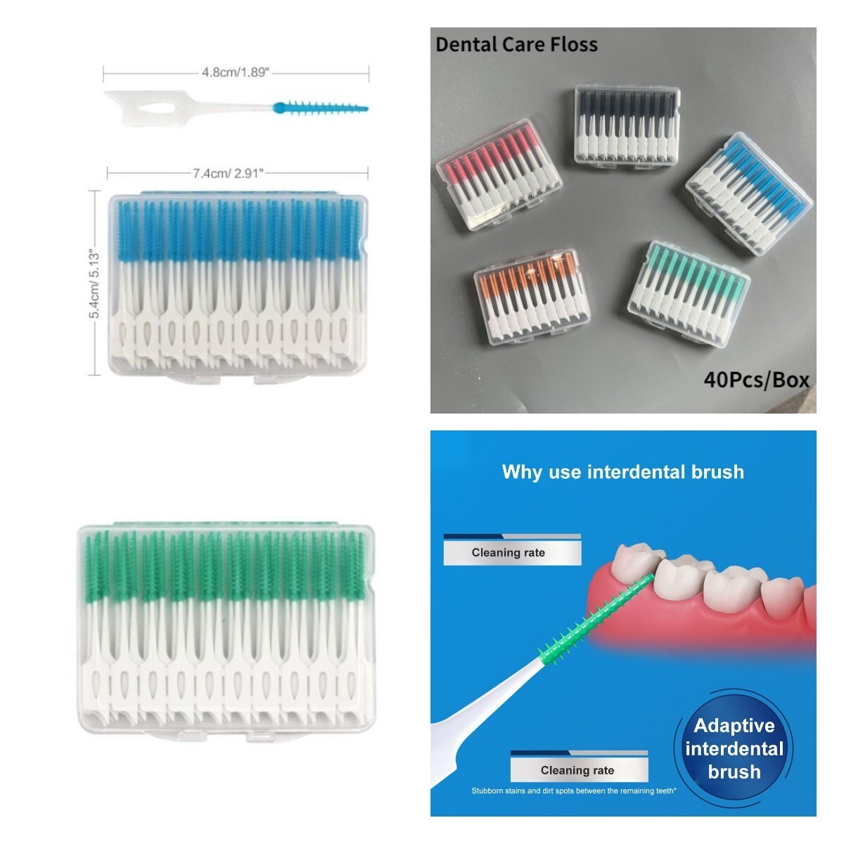 10 Boxes Dental Care Floss, Tooth Picks ,Interdental Sticks,Clean Brush 400Pcs