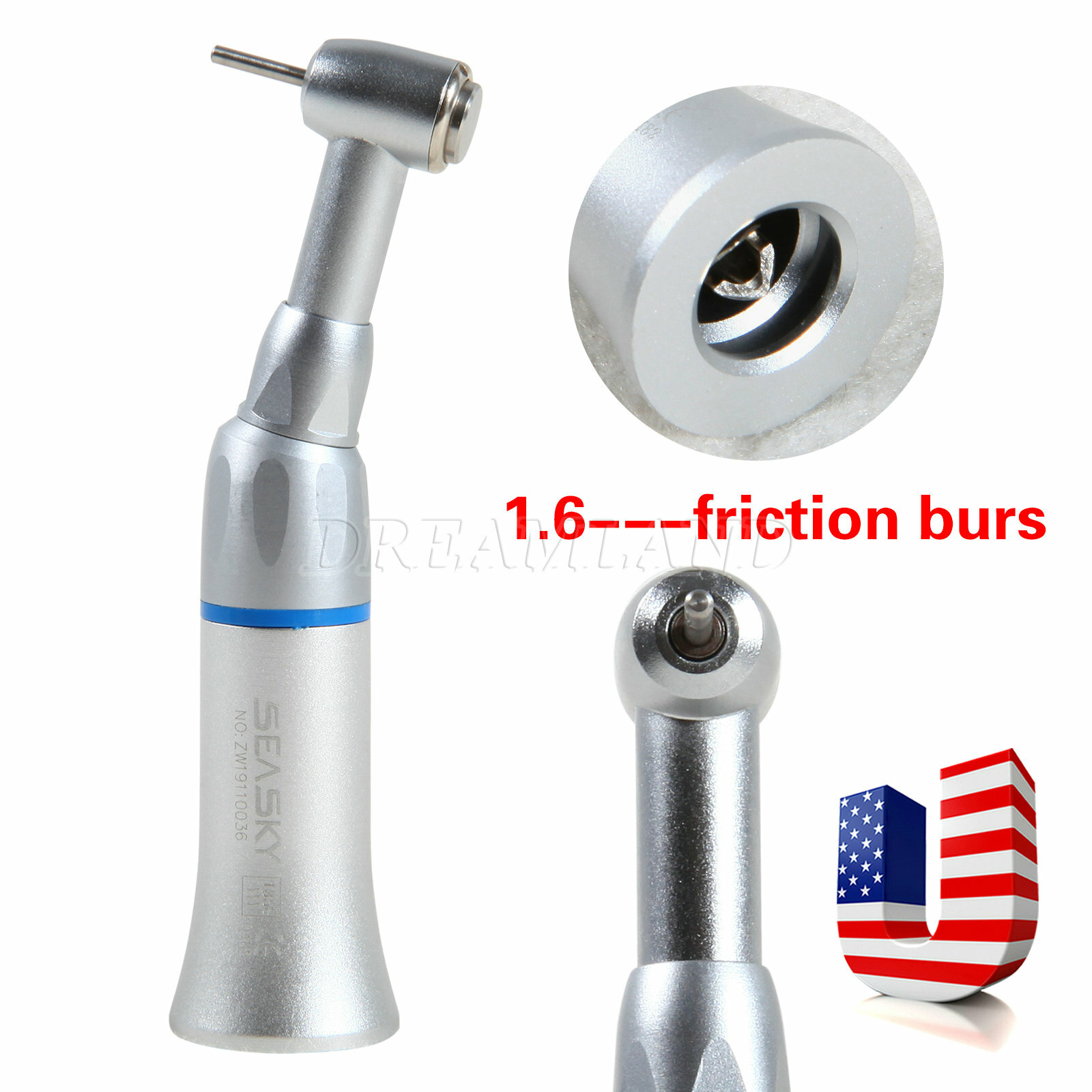 Dental Slow Speed Push Button Contra Angle Handpiece For NSK 1.6mm Burs 1-10X