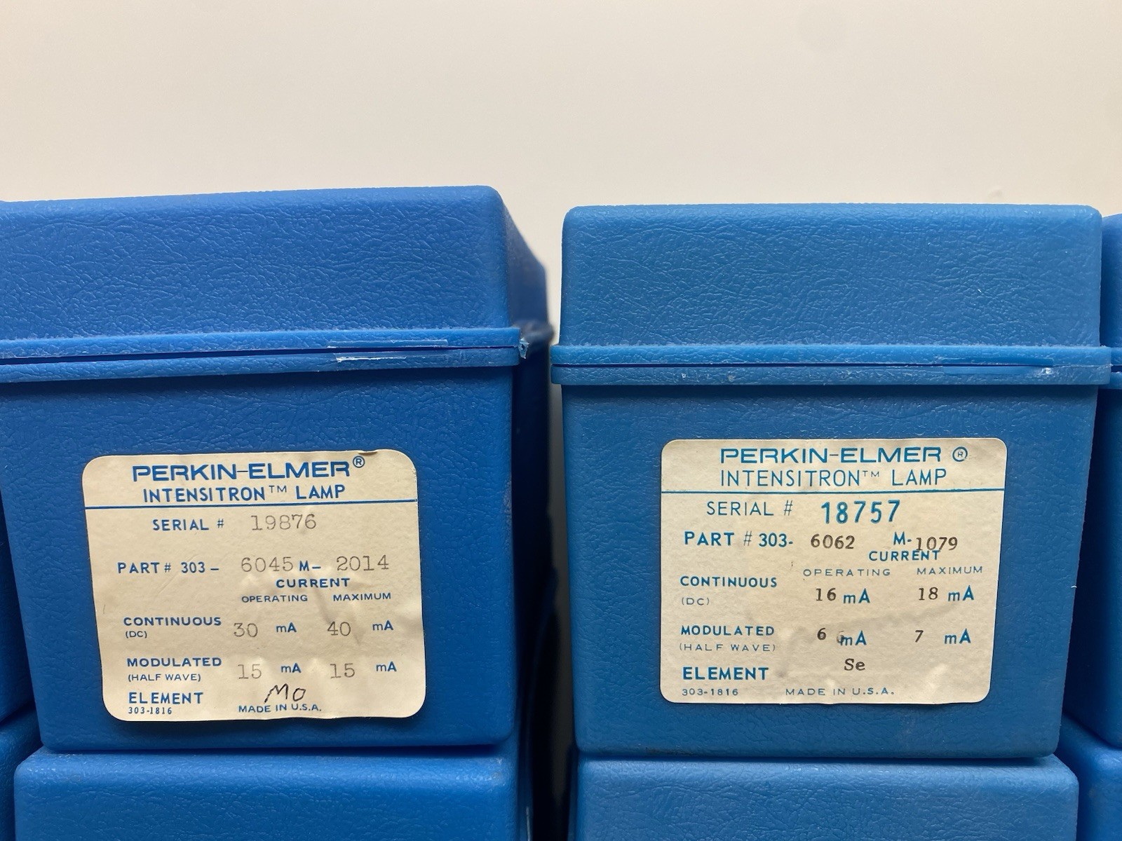 Lot of 15 Different Perkin-Elmer 303-60xx Intensitron Hollow Cathode Lamps
