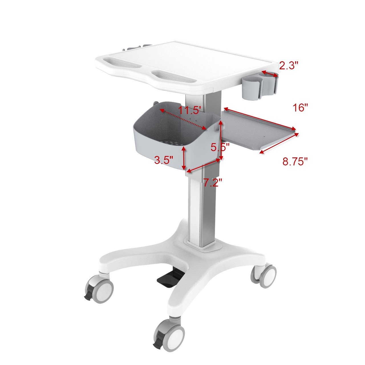 Adjustable Height Mobile trolley cart for Ultrasound Imaging system (MT-807)