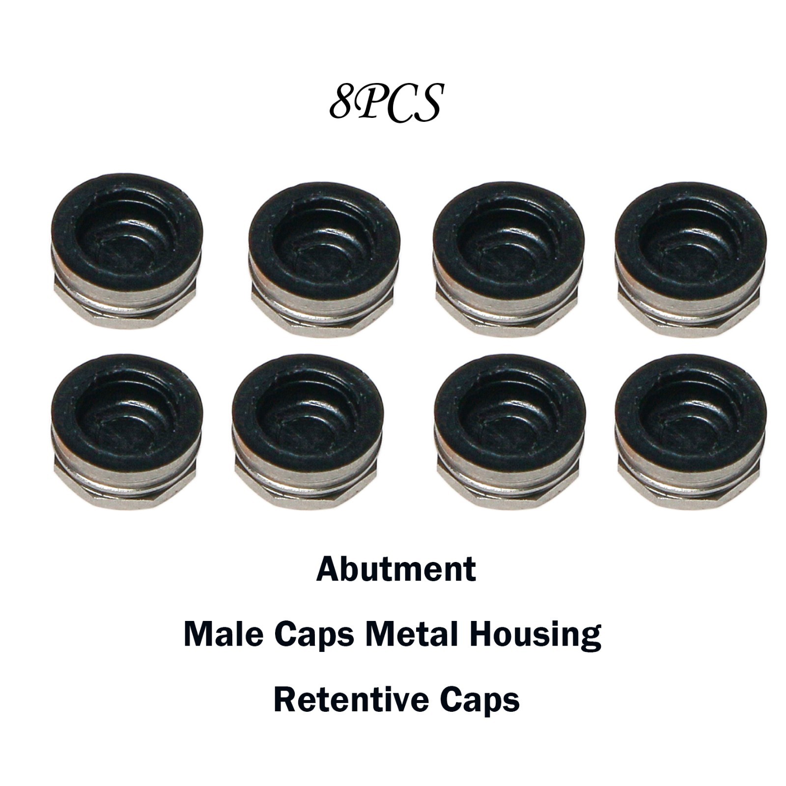 8Pcs Dental Overdenture Locator Implant Abutment Metal Housing Lab Cap Assembly