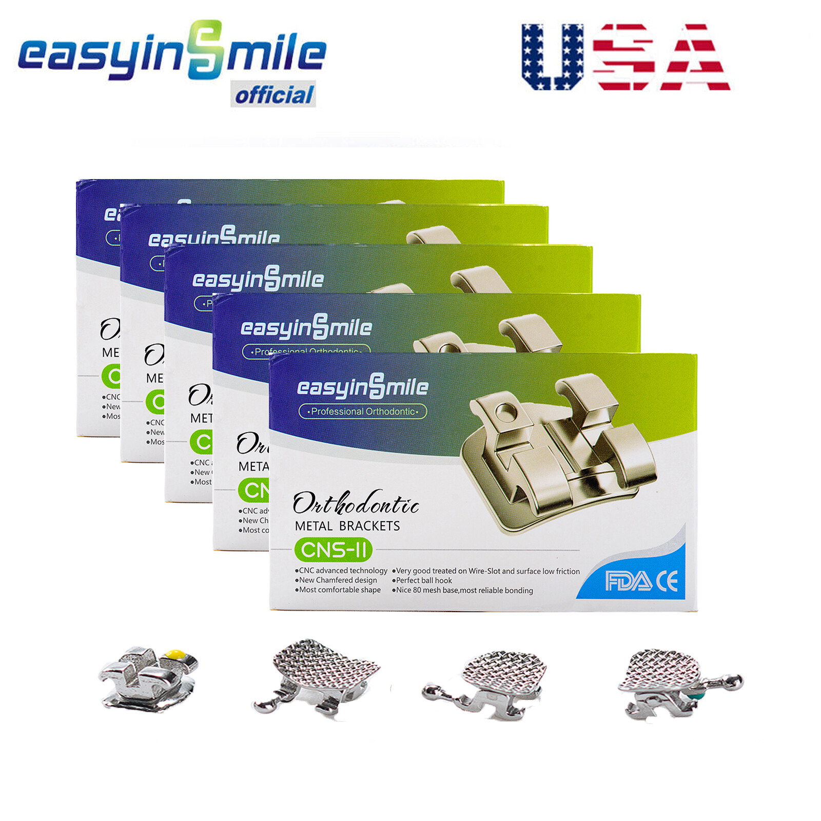5Kits Easyinsmile Dental Orthodontic Bracket Mini Type Braces MBT .022 345 Hooks