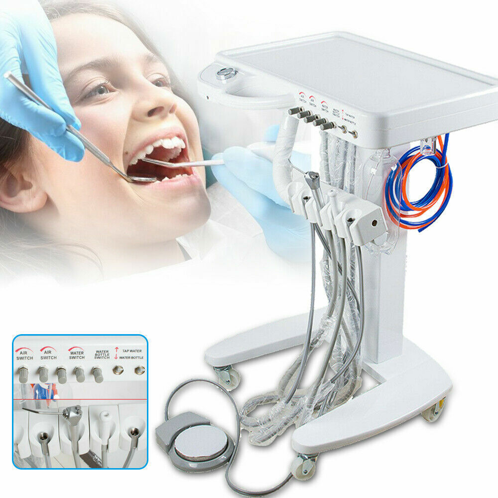 545W Portable Mobile Dental Delivery Unit System Cart Treatment Compressor 4Hole