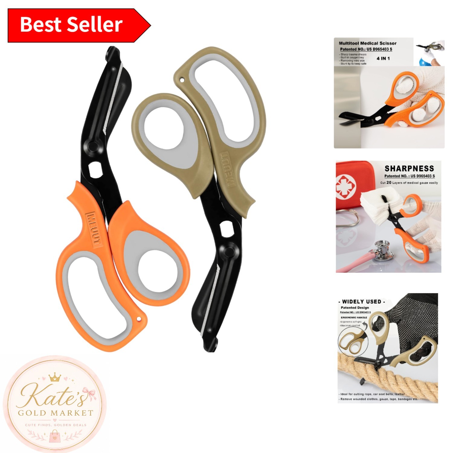 Professional 8″ Trauma Shears – 2 Pcs Heavy-Duty Medical Scissors for All Uses