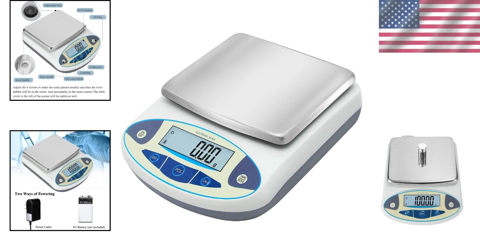 Lab Analytical Balance 5000g 0.01g Precision Scale Stainless Steel Display