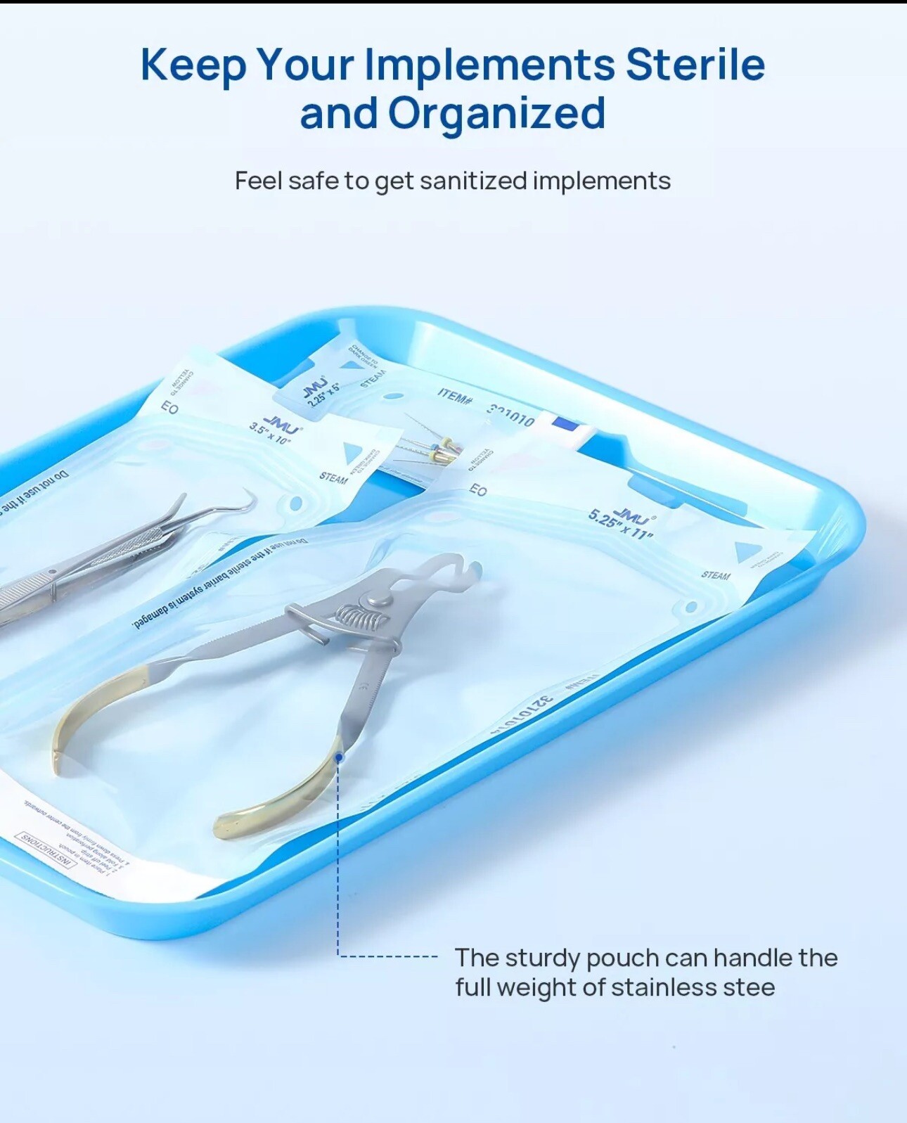2000/Case JMU Self Sealing Sterilization Pouches Dual Indicator, Size 3.5″x6.5″