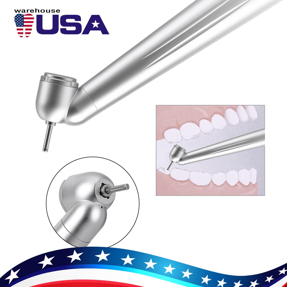 Dental LED 45° Degree Fiber Optic High Speed Handpiece E-generator 2/4Hole
