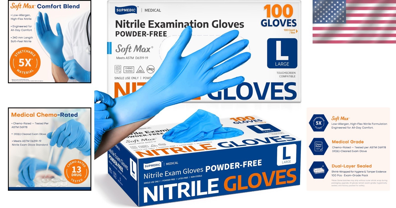 100-Pack Large Nitrile Gloves – Allergy-Free, Durable, Food-Safe Protection