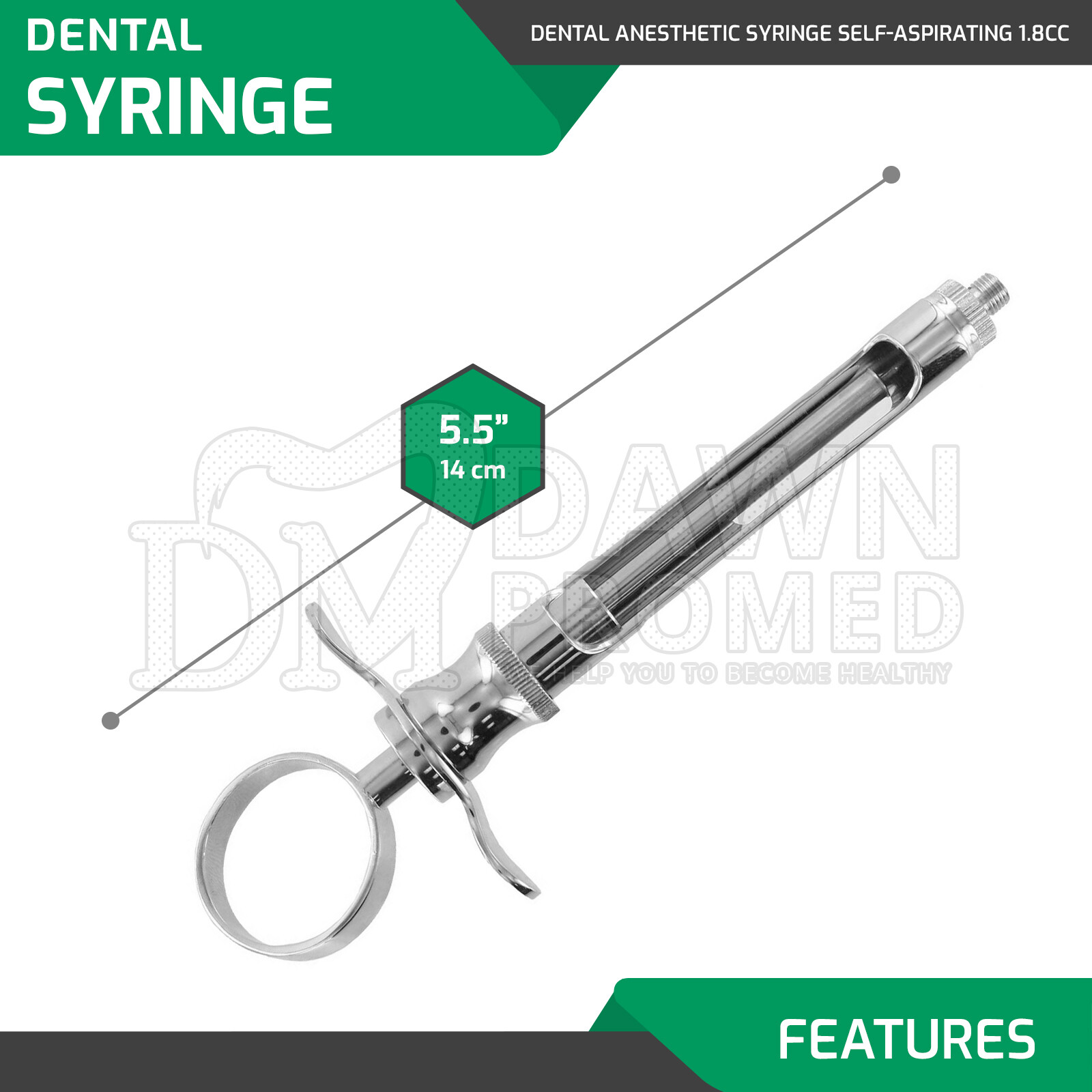 12 German Grade Dental Anesthetic Syringe Self-Aspirating 1.8CC Surgical Inst