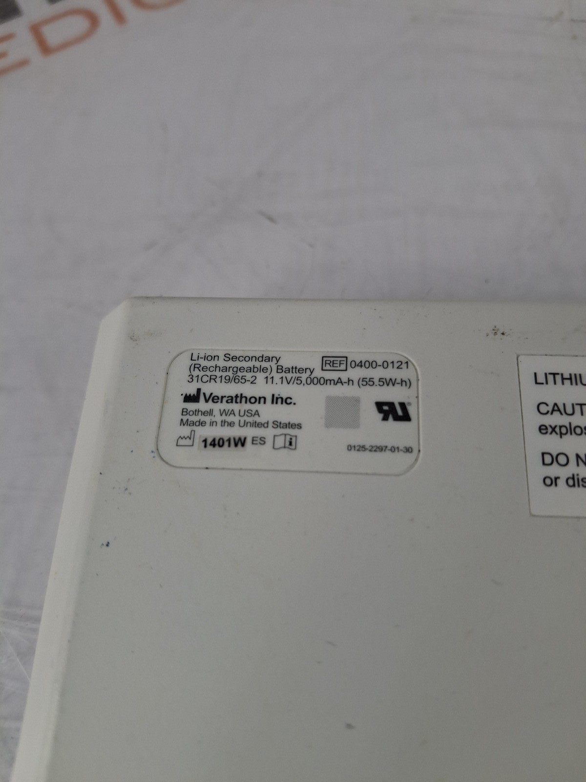 Verathon Medical, Inc 0400-0121 Li-ion Battery
