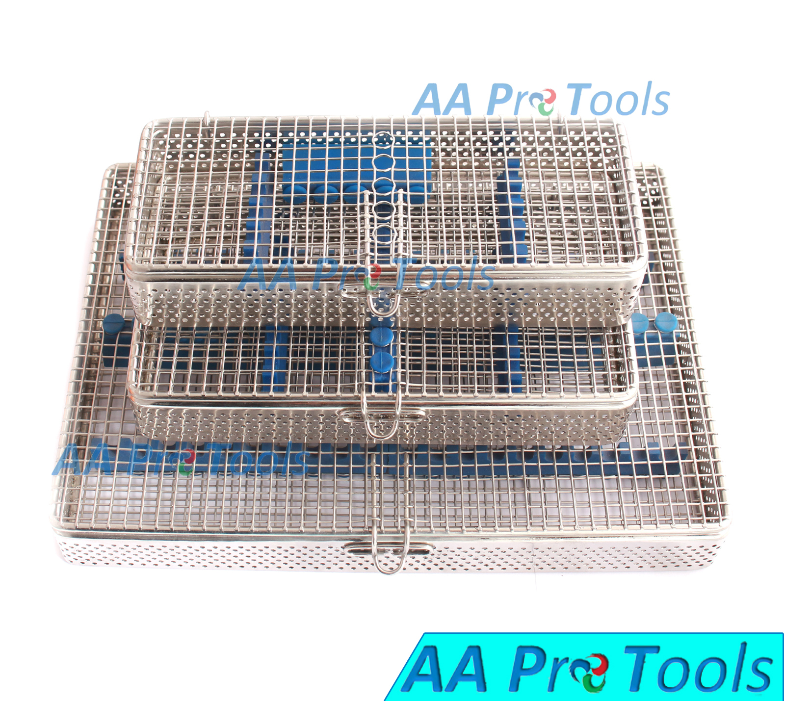 AA Pro: Set Of 3 Sterilization Cassette Mesh Tray Dental Instruments