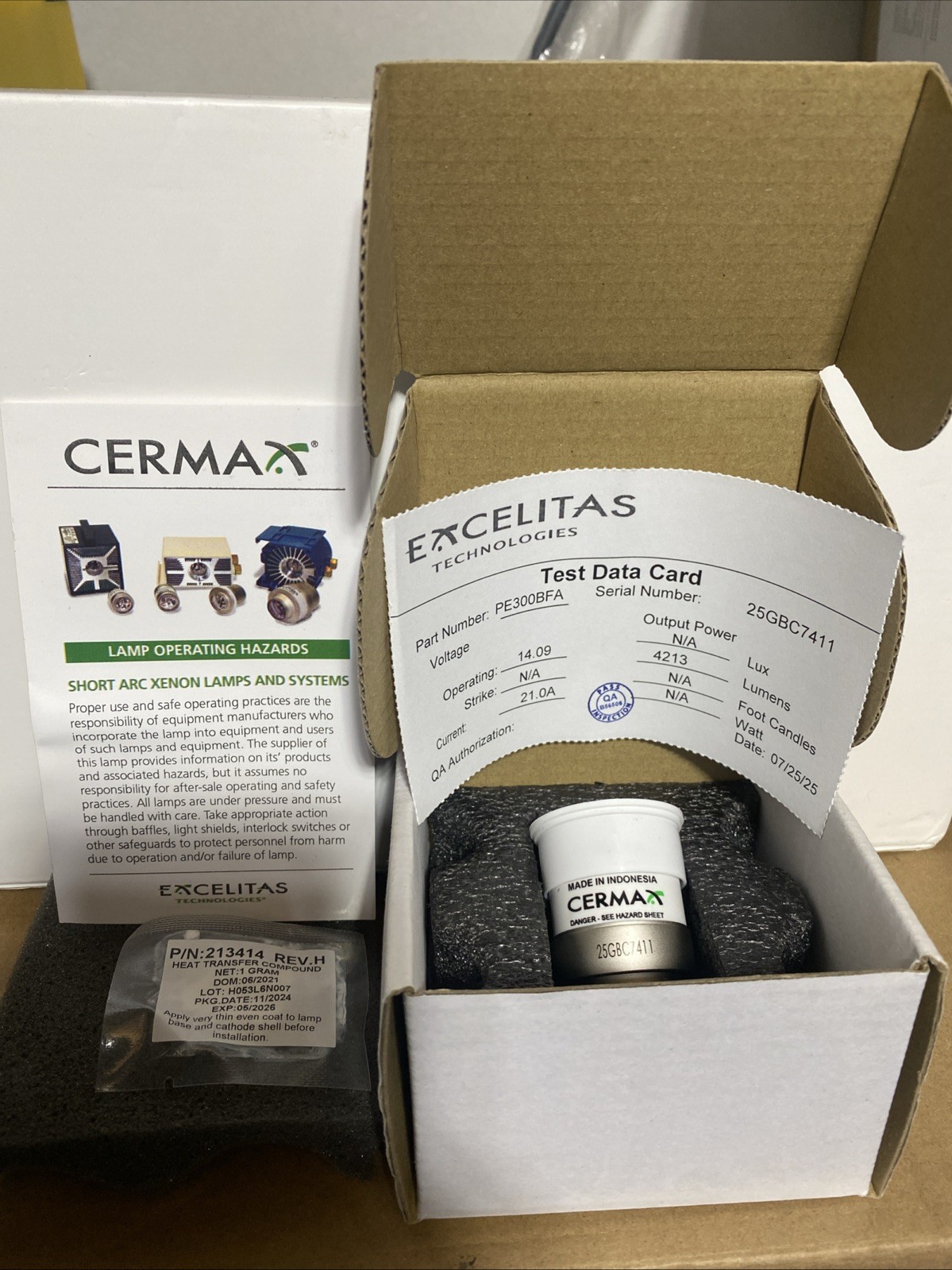 Excelitas PE300BFA Excelitas Cermax 300W Xenon Lamp NEW Part Number 57030 😱😱