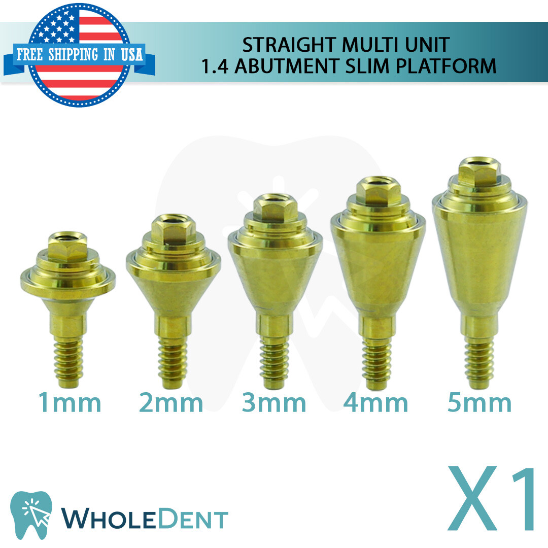 1X Straight Slim Multi Unit 1.4mm Abutment Attachment Int Hex 2.0mm Dental