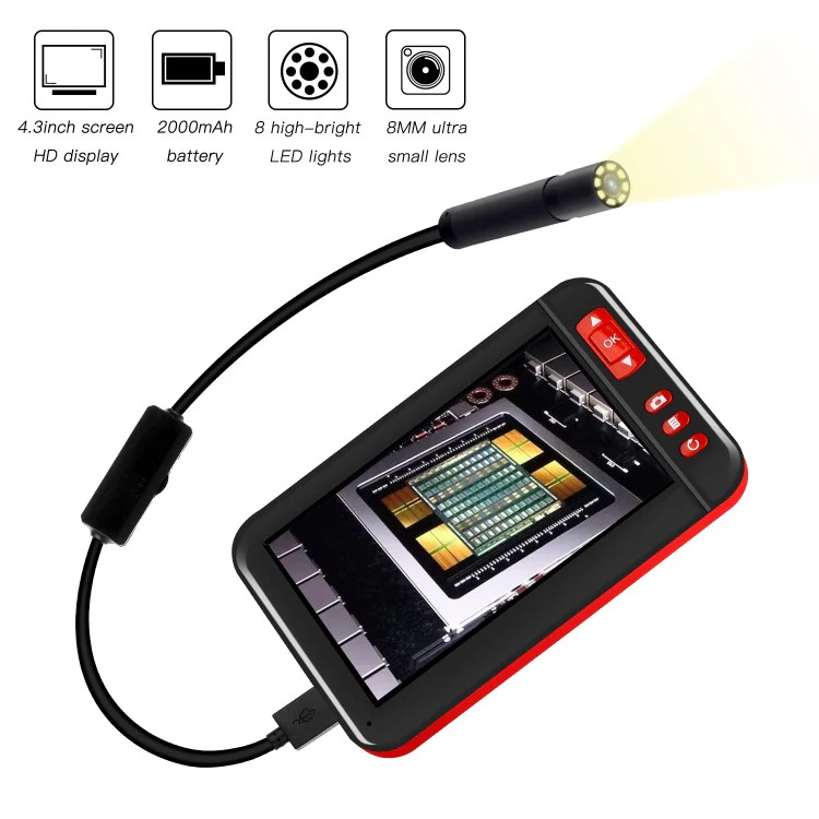 P20 4.3 Inch Screen Display HD1080P Inspection Endoscope with 8 LEDs, Length: 10