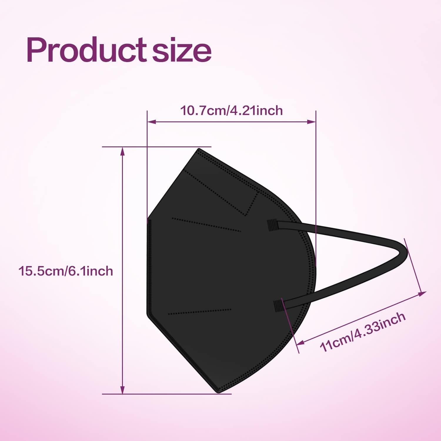 Unisex Adult 50 Pack KN95 Safety Masks – Lightweight 5-Layer Filtration